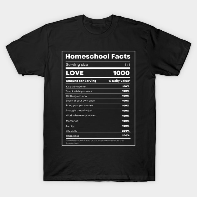 Nutrition Facts Label for Homeschool T-Shirt by BeeDesignzzz